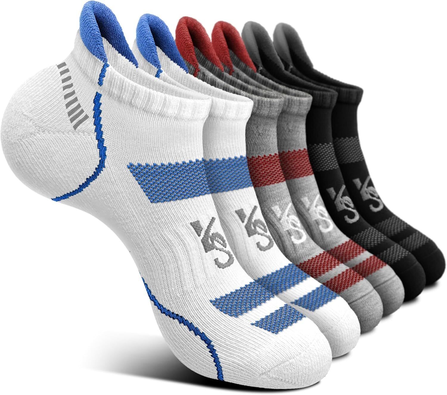 Men's Running Compression Socks �C 6 Pairs, Cushioned Ankle & Arch Support - Picture 46 of 54