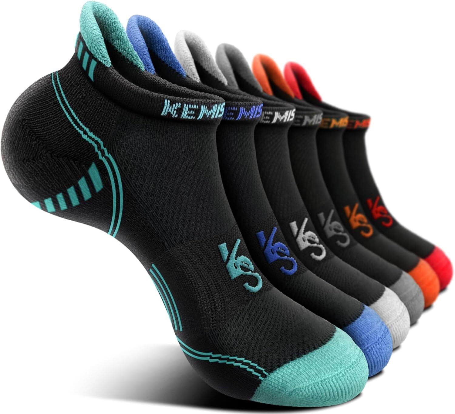 Men's Running Compression Socks �C 6 Pairs, Cushioned Ankle & Arch Support - Picture 47 of 54