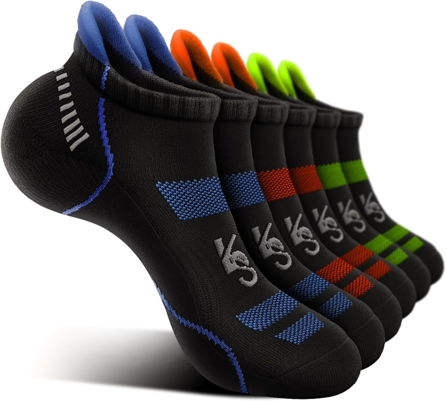 Men's Running Compression Socks �C 6 Pairs, Cushioned Ankle & Arch Support - Picture 49 of 54
