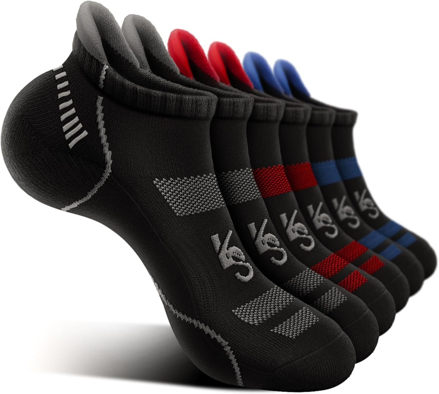 Men's Running Compression Socks �C 6 Pairs, Cushioned Ankle & Arch Support - Picture 51 of 54