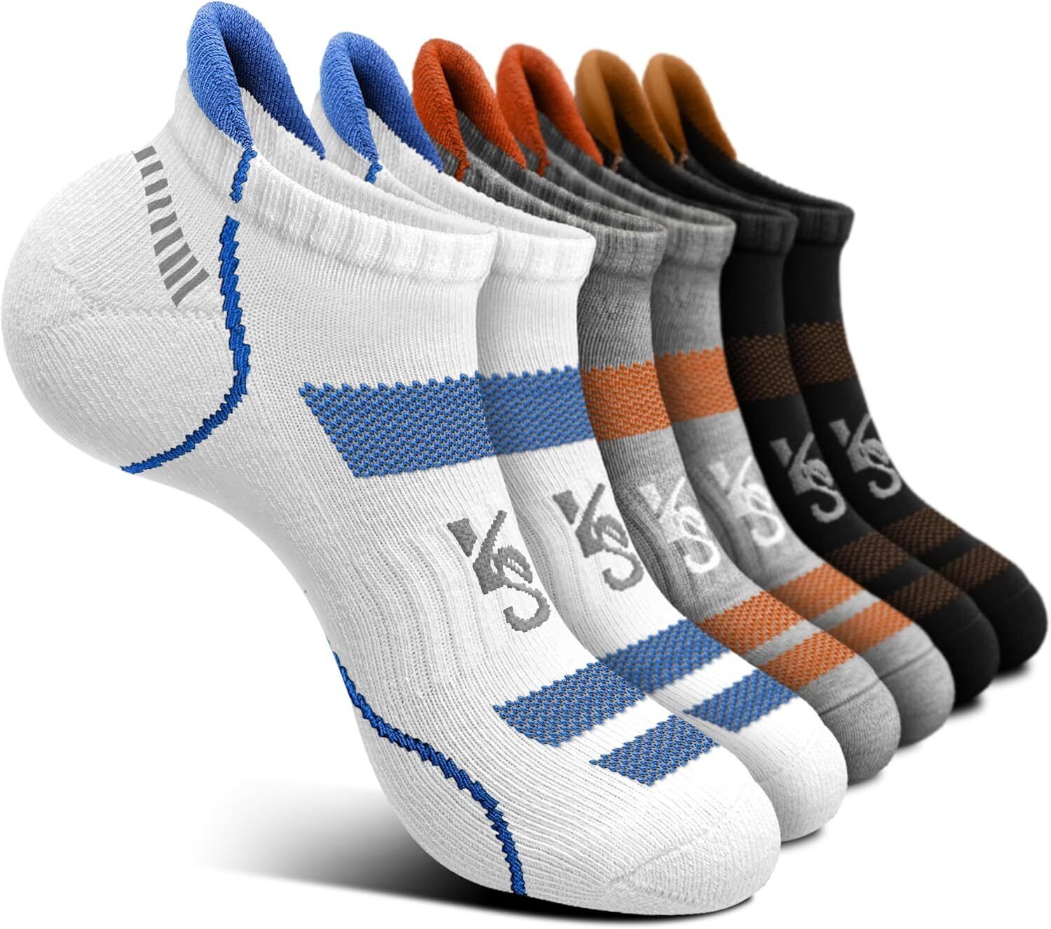 Men's Running Compression Socks �C 6 Pairs, Cushioned Ankle & Arch Support - Picture 52 of 54