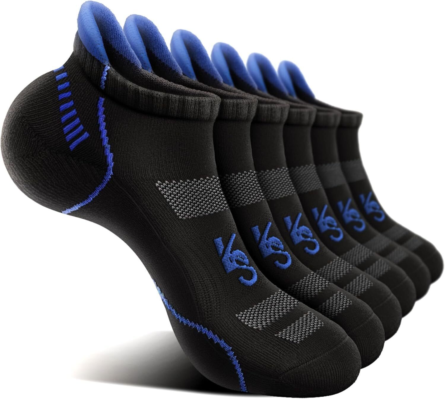 Men's Running Compression Socks �C 6 Pairs, Cushioned Ankle & Arch Support - Picture 54 of 54