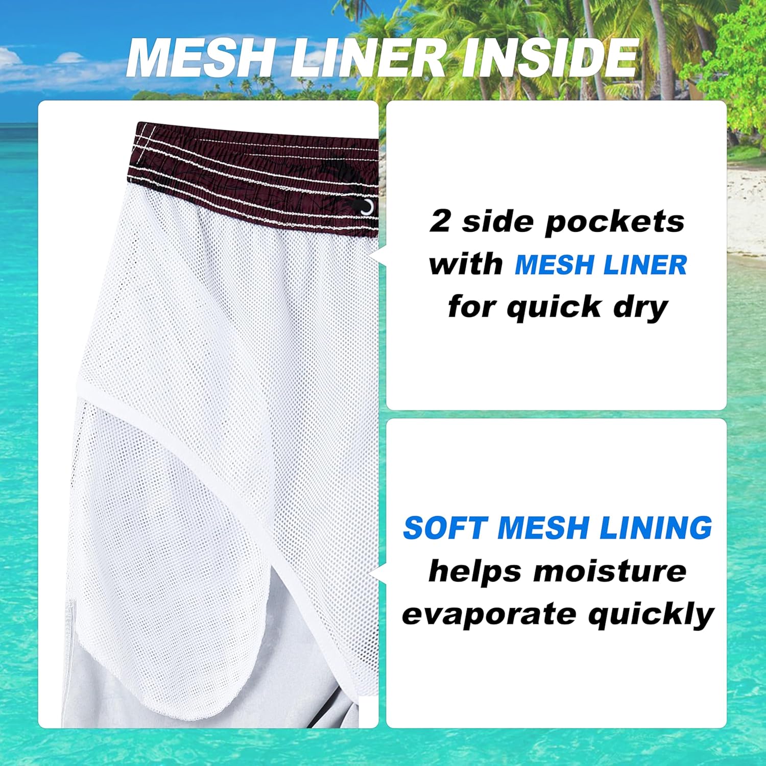 Herren Badehose schnelltrocknend Boardshorts mit Netzfutter Strandshorts Bademode - Bild 37 von 186