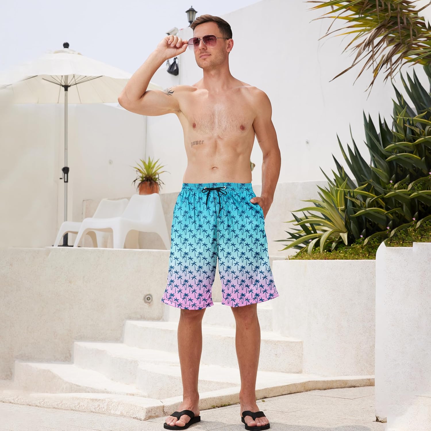 Herren Badehose schnelltrocknend Boardshorts mit Netzfutter Strandshorts Bademode - Bild 44 von 186