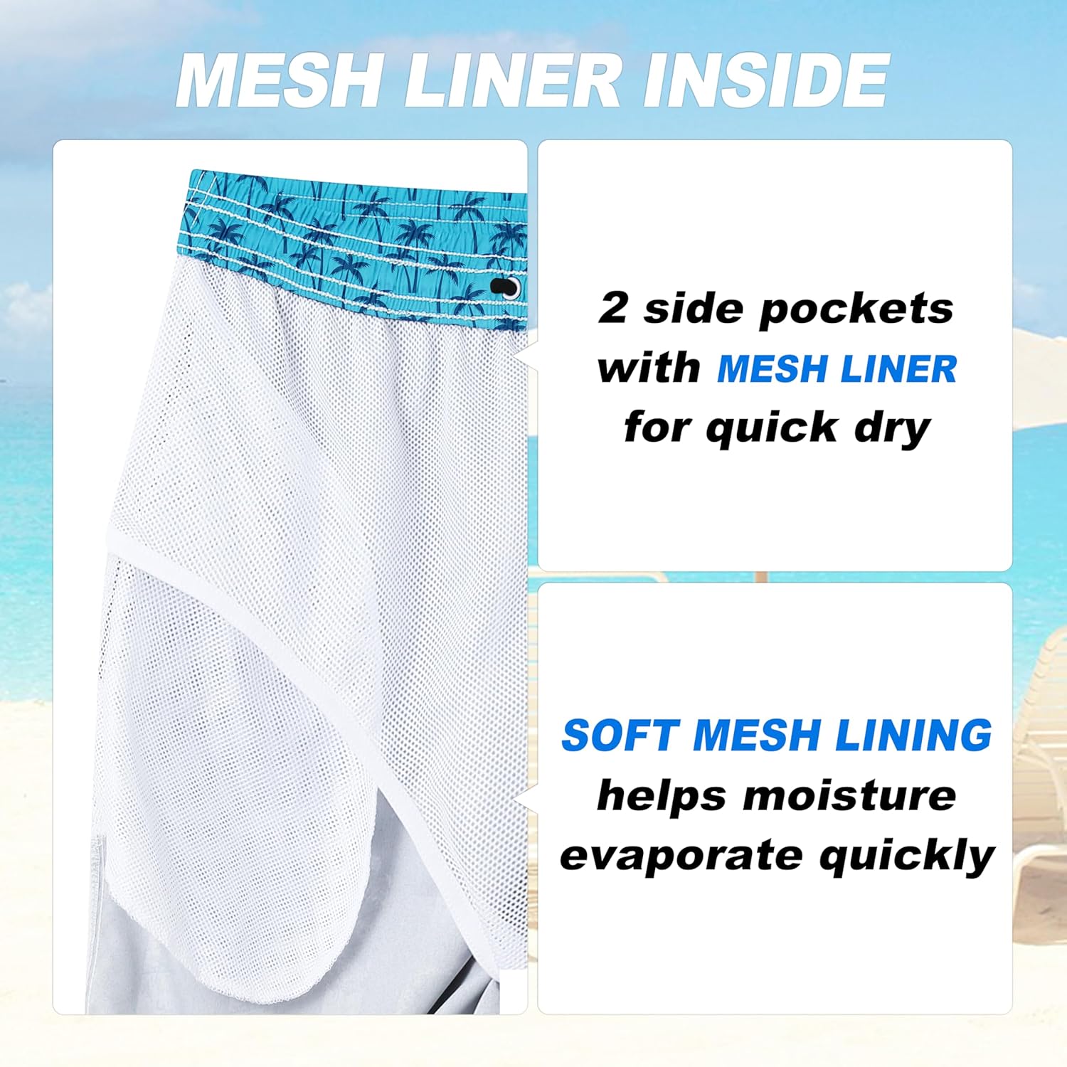 Herren Badehose schnelltrocknend Boardshorts mit Netzfutter Strandshorts Bademode - Bild 46 von 186