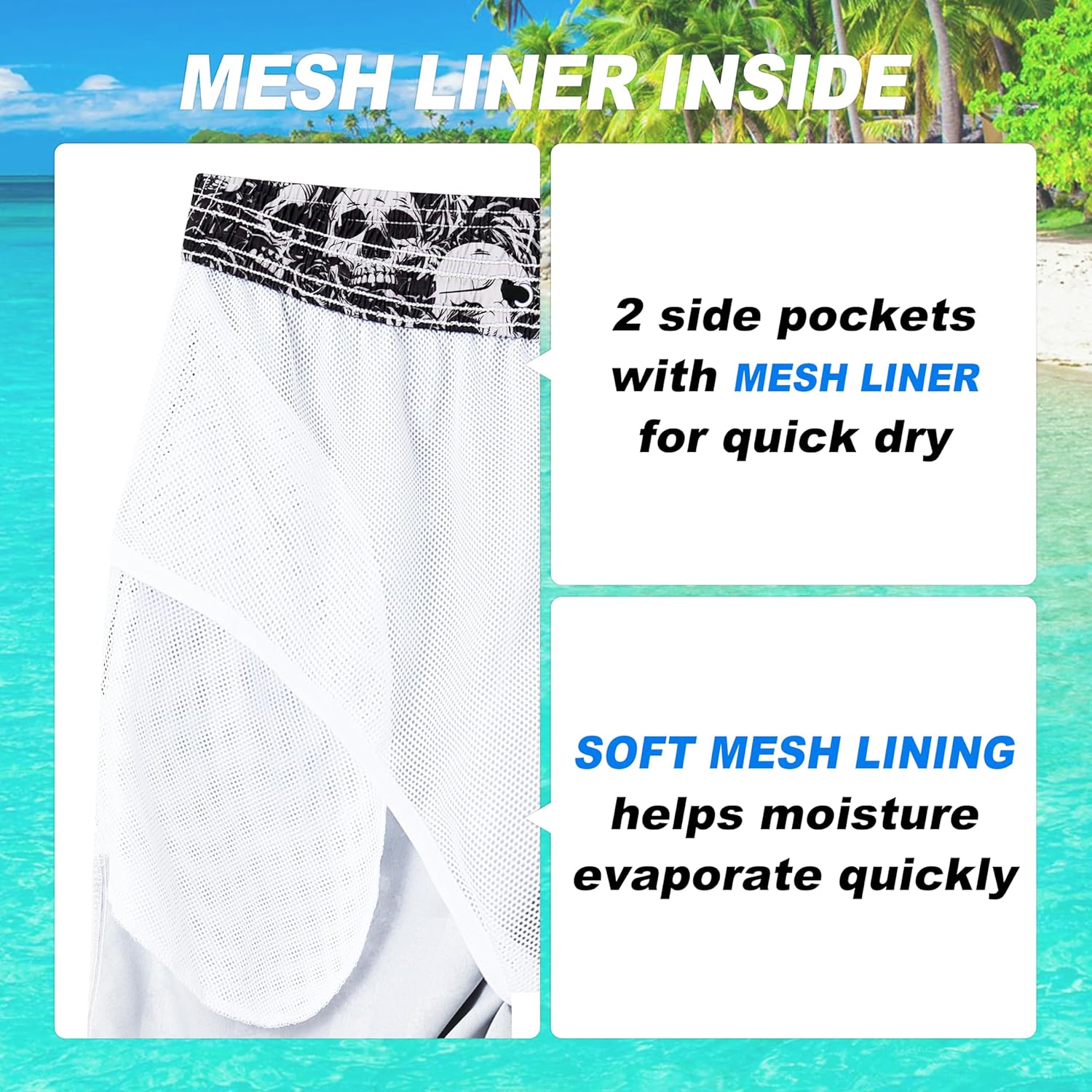 Herren Badehose schnelltrocknend Boardshorts mit Netzfutter Strandshorts Bademode - Bild 50 von 186