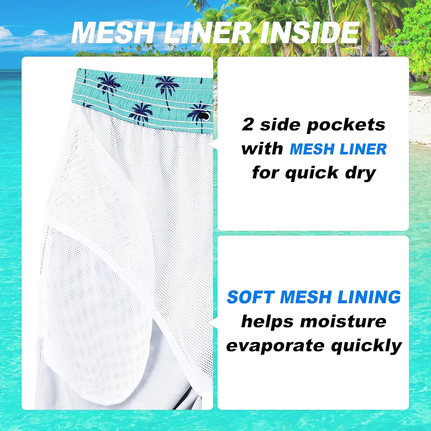 Herren Badehose schnelltrocknend Boardshorts mit Netzfutter Strandshorts Bademode - Bild 55 von 186