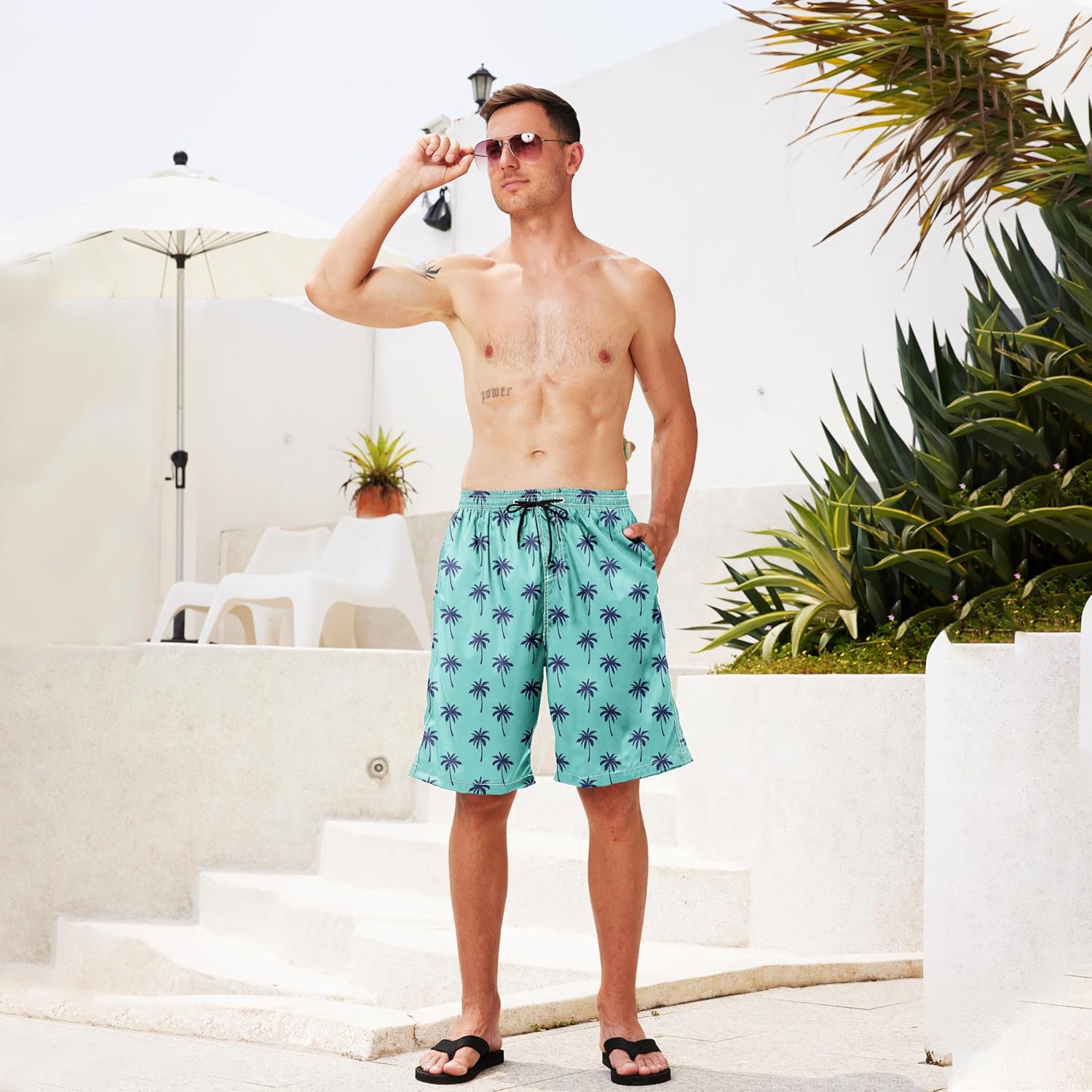 Herren Badehose schnelltrocknend Boardshorts mit Netzfutter Strandshorts Bademode - Bild 57 von 186