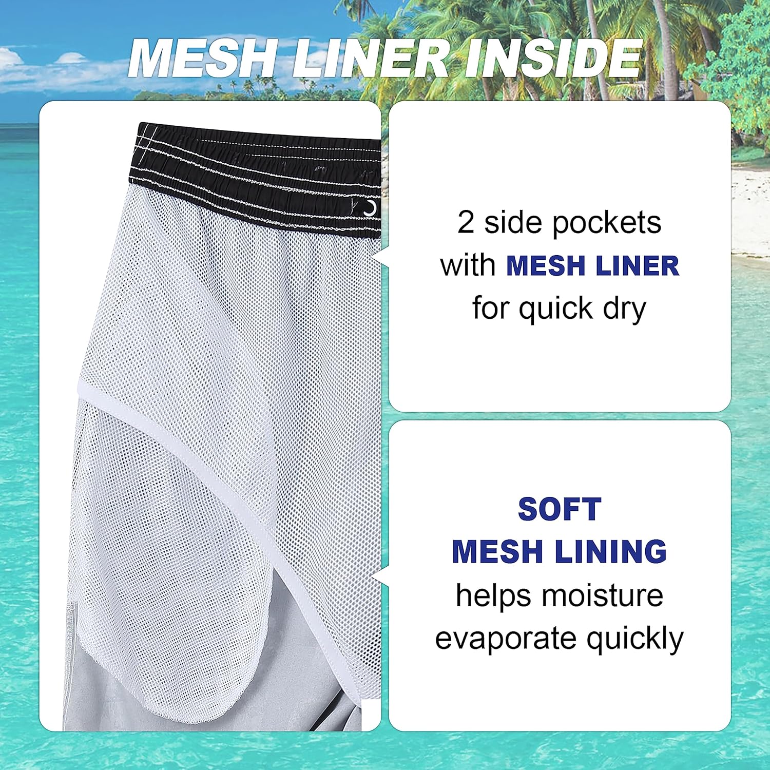 Herren Badehose schnelltrocknend Boardshorts mit Netzfutter Strandshorts Bademode - Bild 61 von 186