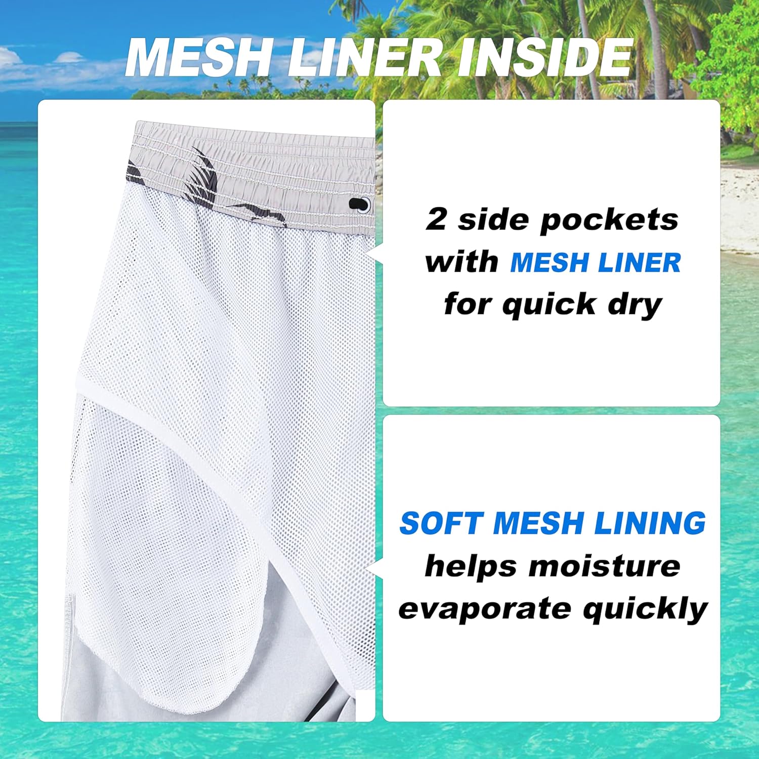 Herren Badehose schnelltrocknend Boardshorts mit Netzfutter Strandshorts Bademode - Bild 67 von 186