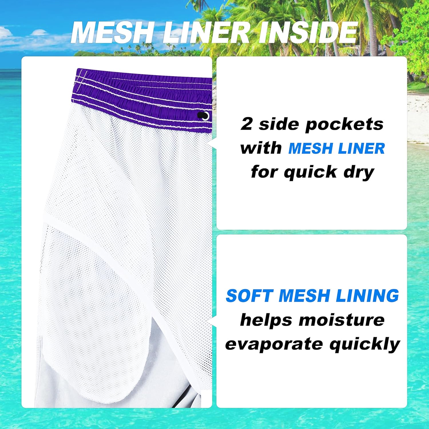 Herren Badehose schnelltrocknend Boardshorts mit Netzfutter Strandshorts Bademode - Bild 85 von 186