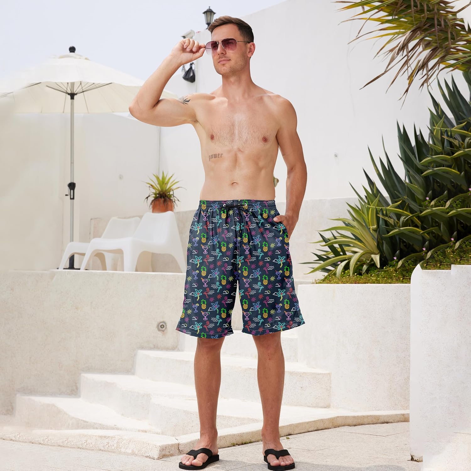 Herren Badehose schnelltrocknend Boardshorts mit Netzfutter Strandshorts Bademode - Bild 89 von 186