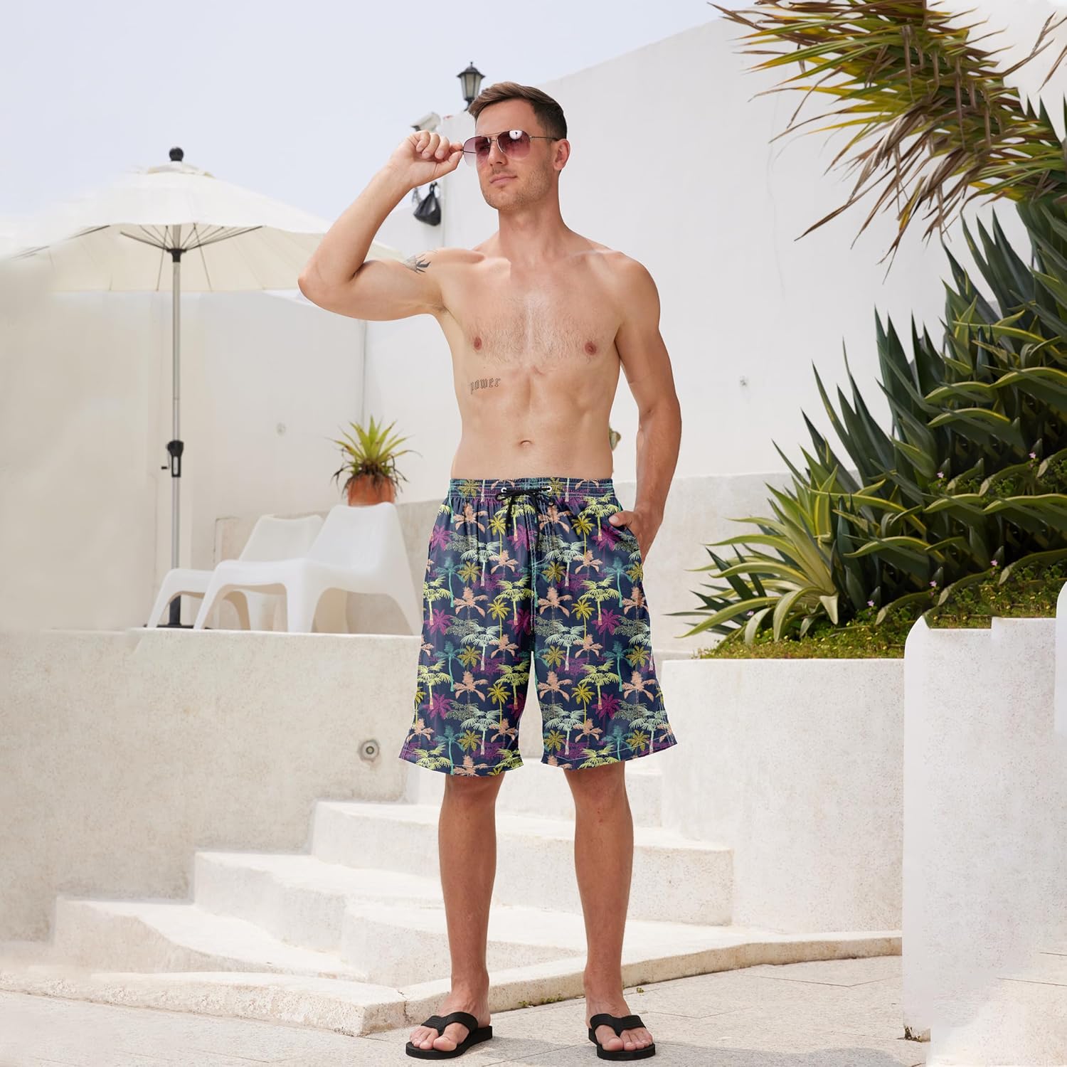 Herren Badehose schnelltrocknend Boardshorts mit Netzfutter Strandshorts Bademode - Bild 100 von 186