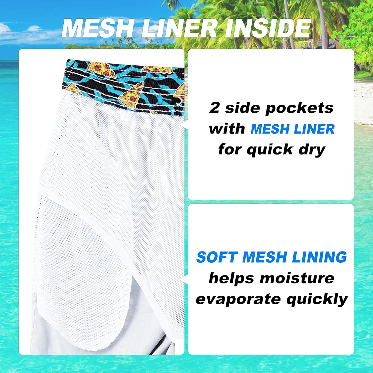 Herren Badehose schnelltrocknend Boardshorts mit Netzfutter Strandshorts Bademode - Bild 106 von 186