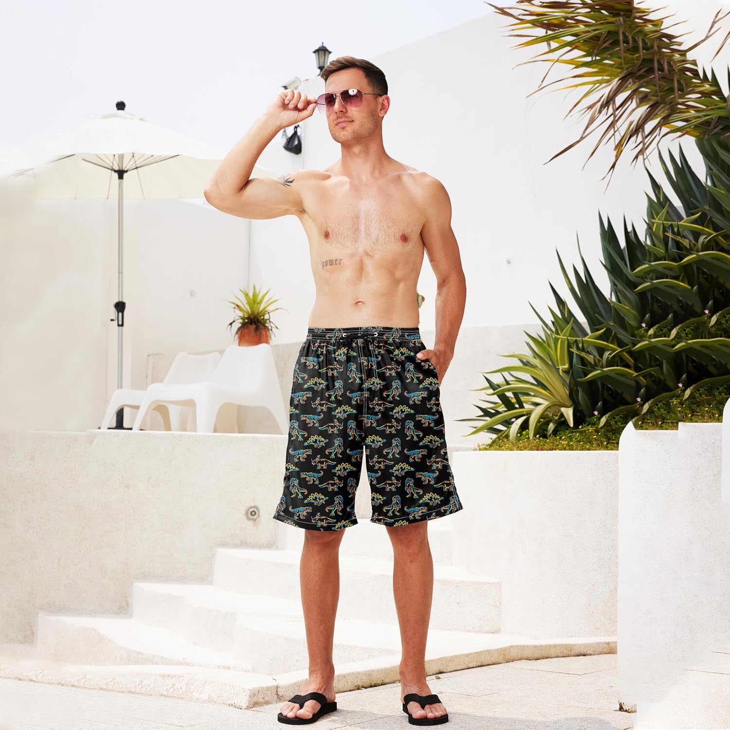 Herren Badehose schnelltrocknend Boardshorts mit Netzfutter Strandshorts Bademode - Bild 110 von 186