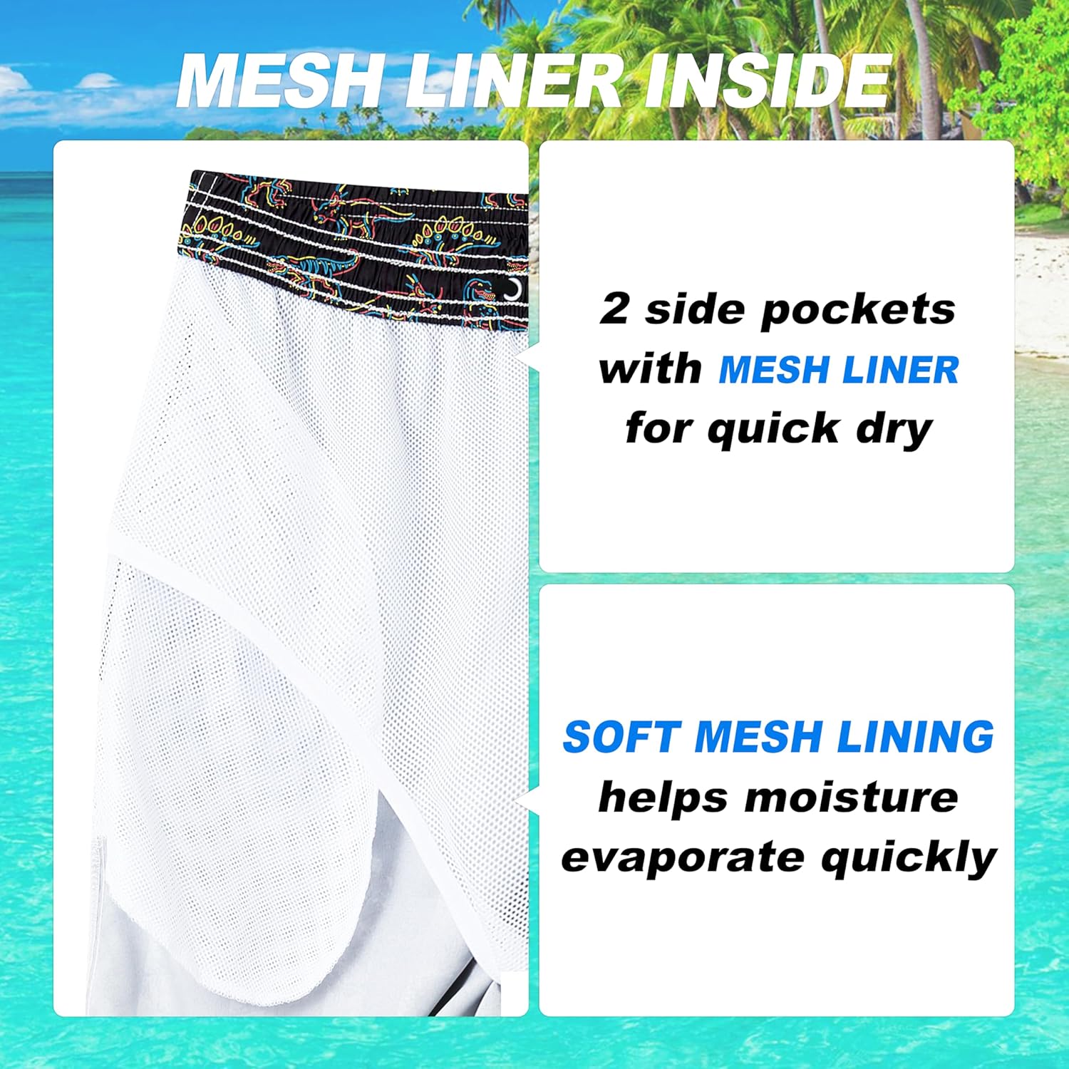 Herren Badehose schnelltrocknend Boardshorts mit Netzfutter Strandshorts Bademode - Bild 111 von 186
