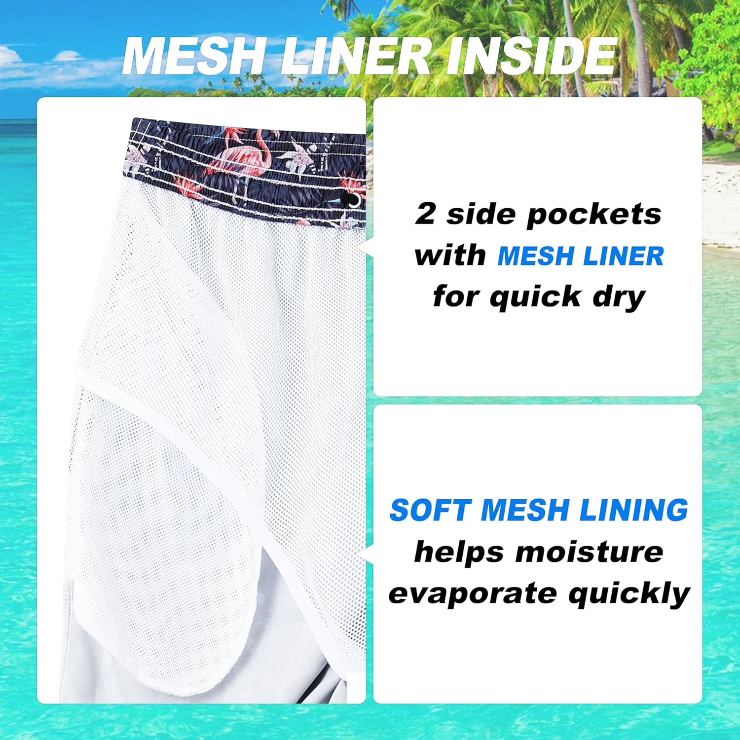 Herren Badehose schnelltrocknend Boardshorts mit Netzfutter Strandshorts Bademode - Bild 117 von 186