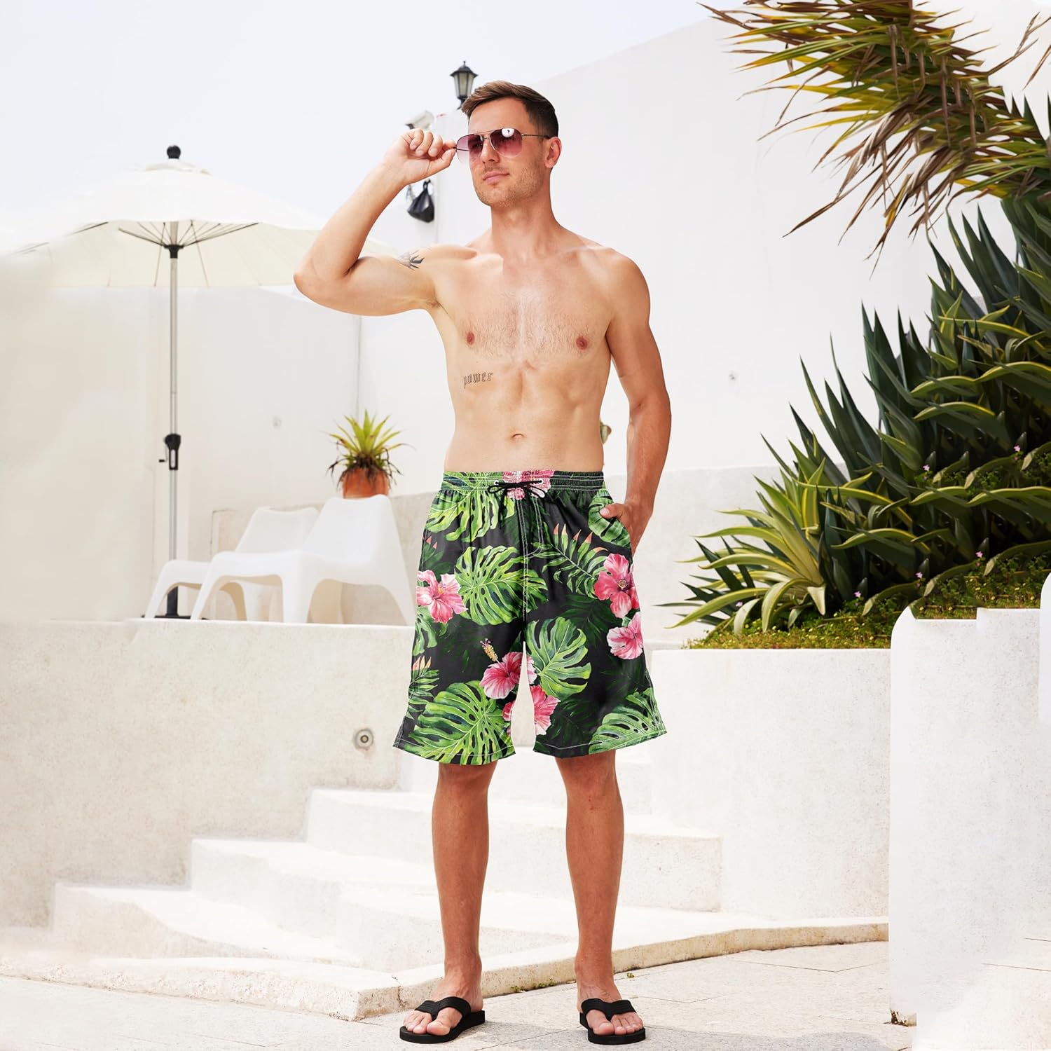 Herren Badehose schnelltrocknend Boardshorts mit Netzfutter Strandshorts Bademode - Bild 119 von 186
