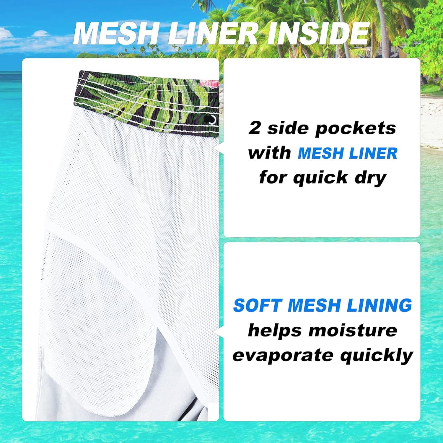Herren Badehose schnelltrocknend Boardshorts mit Netzfutter Strandshorts Bademode - Bild 120 von 186