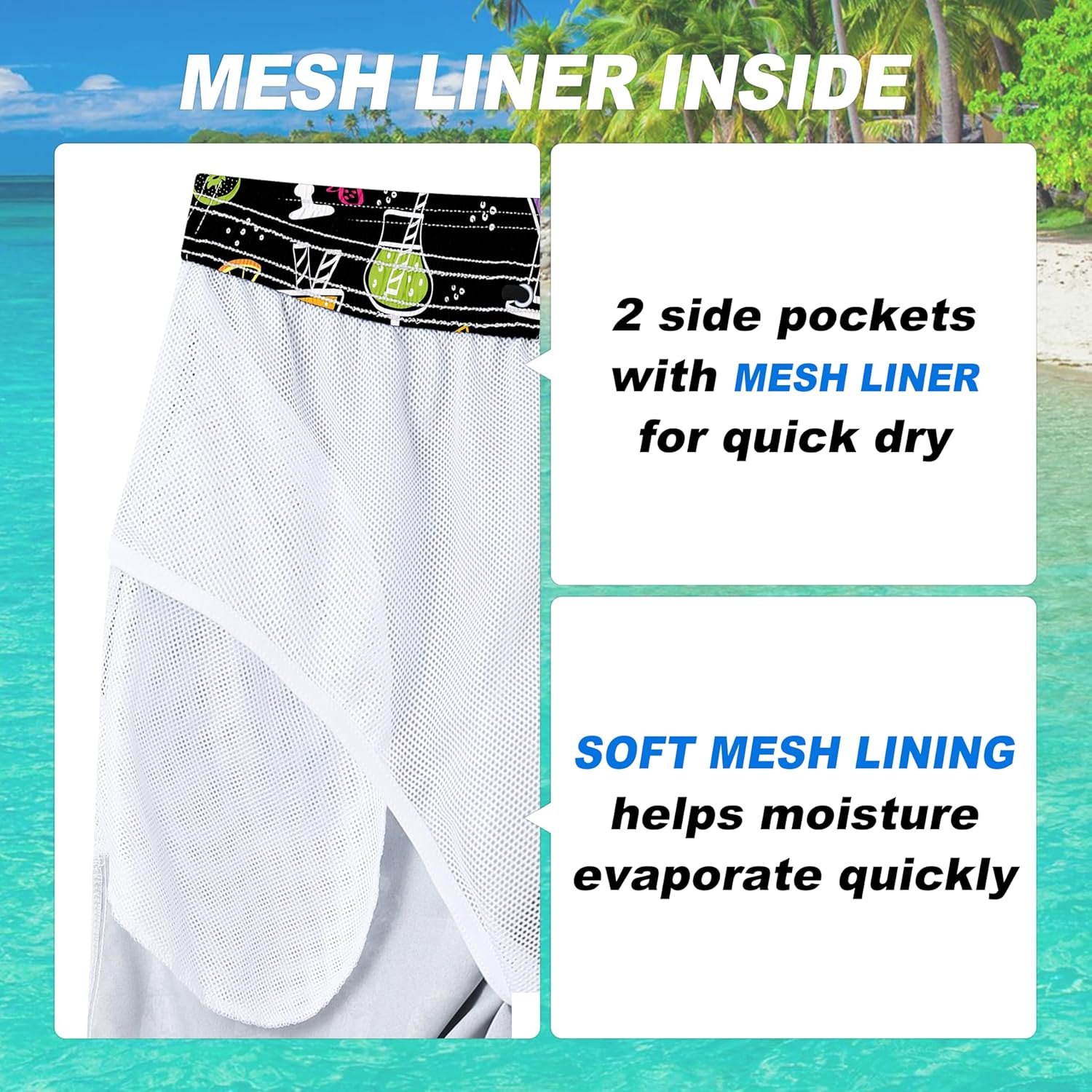 Herren Badehose schnelltrocknend Boardshorts mit Netzfutter Strandshorts Bademode - Bild 130 von 186
