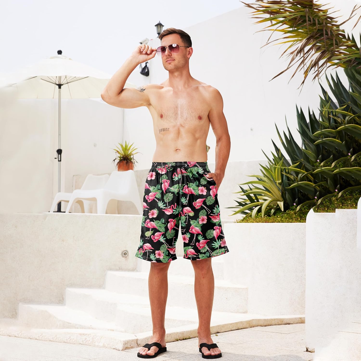 Herren Badehose schnelltrocknend Boardshorts mit Netzfutter Strandshorts Bademode - Bild 135 von 186