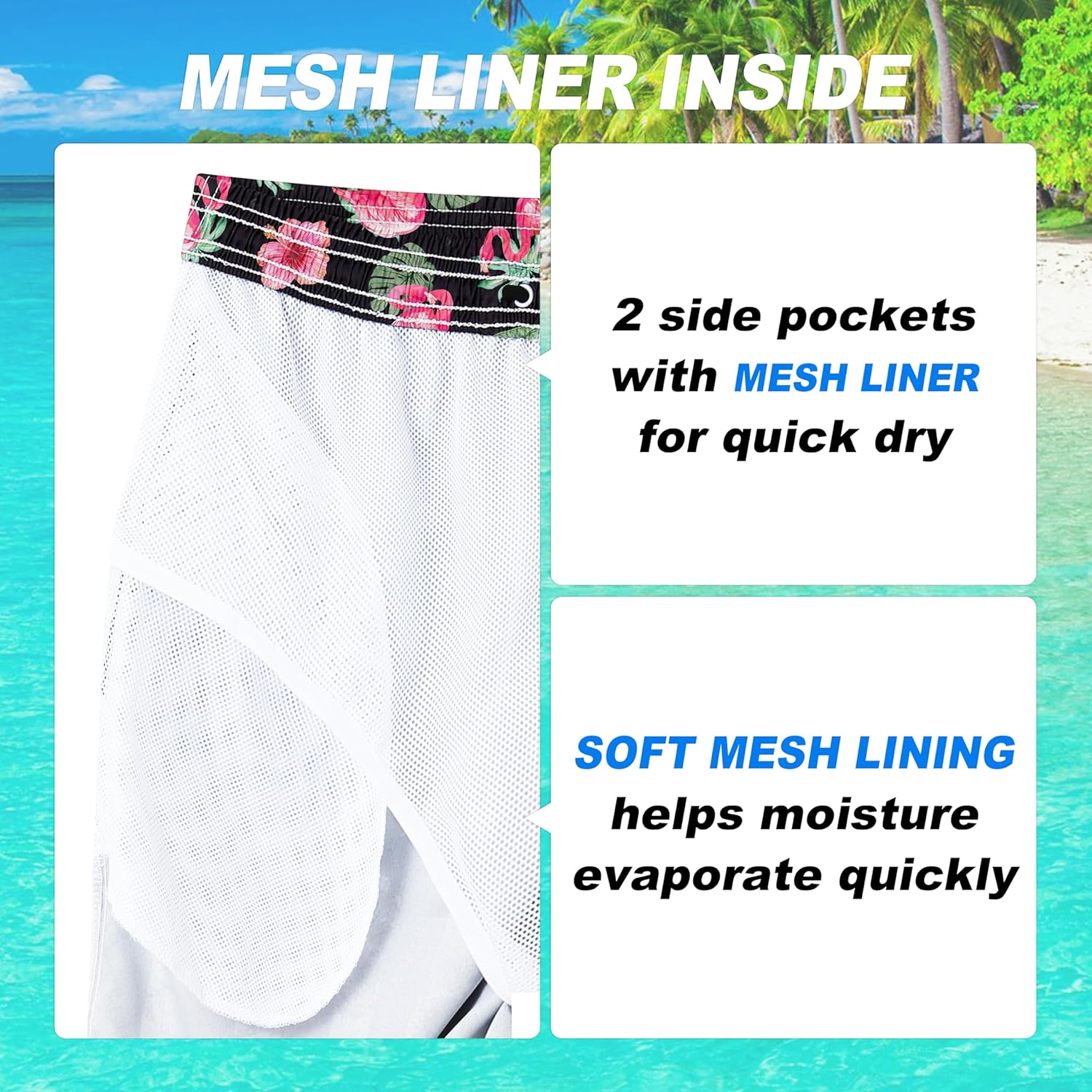 Herren Badehose schnelltrocknend Boardshorts mit Netzfutter Strandshorts Bademode - Bild 136 von 186