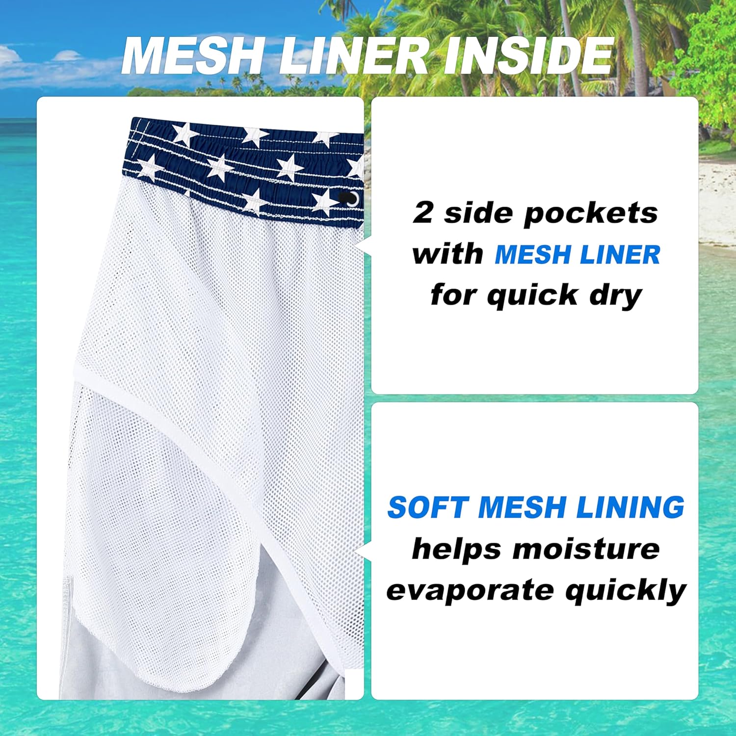 Herren Badehose schnelltrocknend Boardshorts mit Netzfutter Strandshorts Bademode - Bild 144 von 186