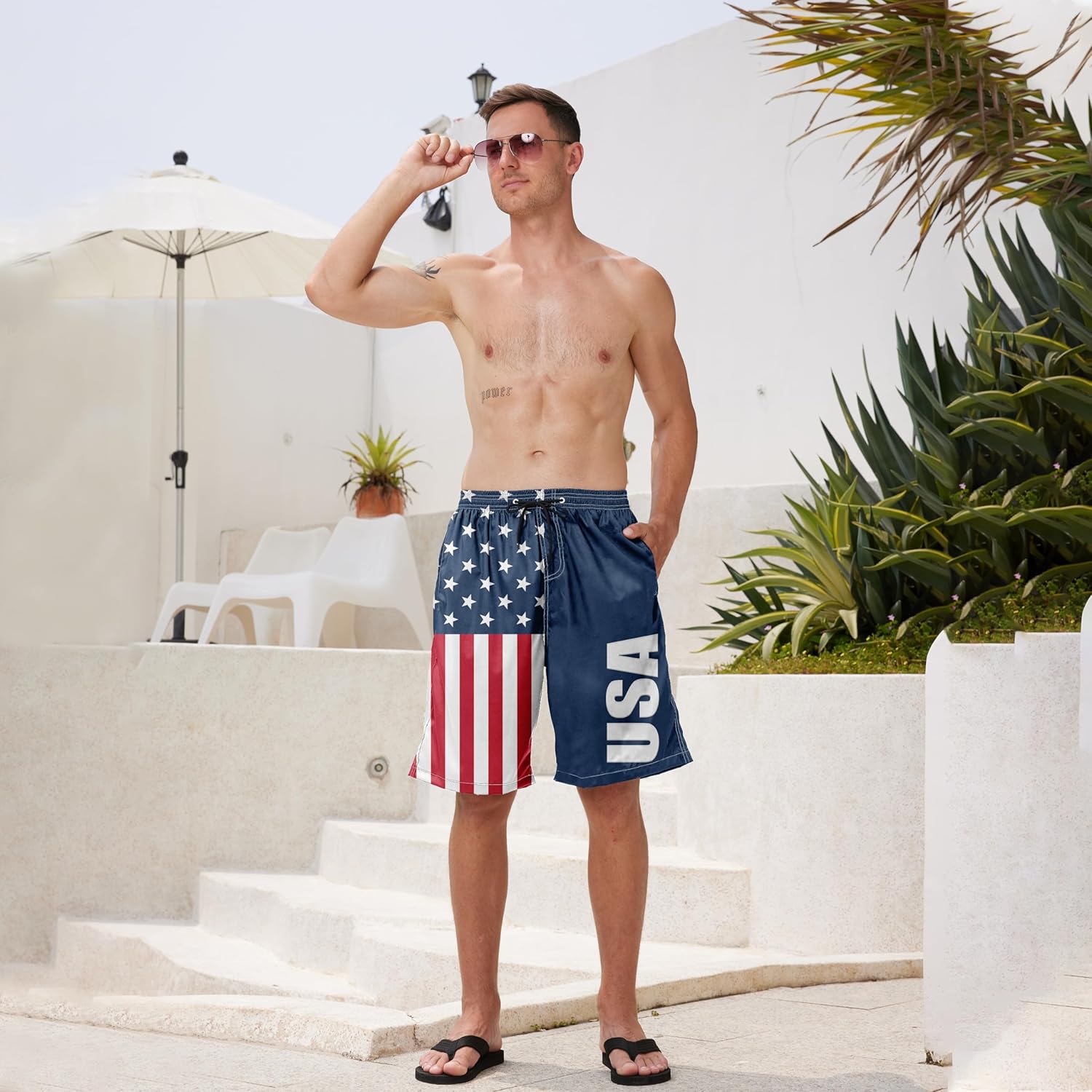 Herren Badehose schnelltrocknend Boardshorts mit Netzfutter Strandshorts Bademode - Bild 147 von 186