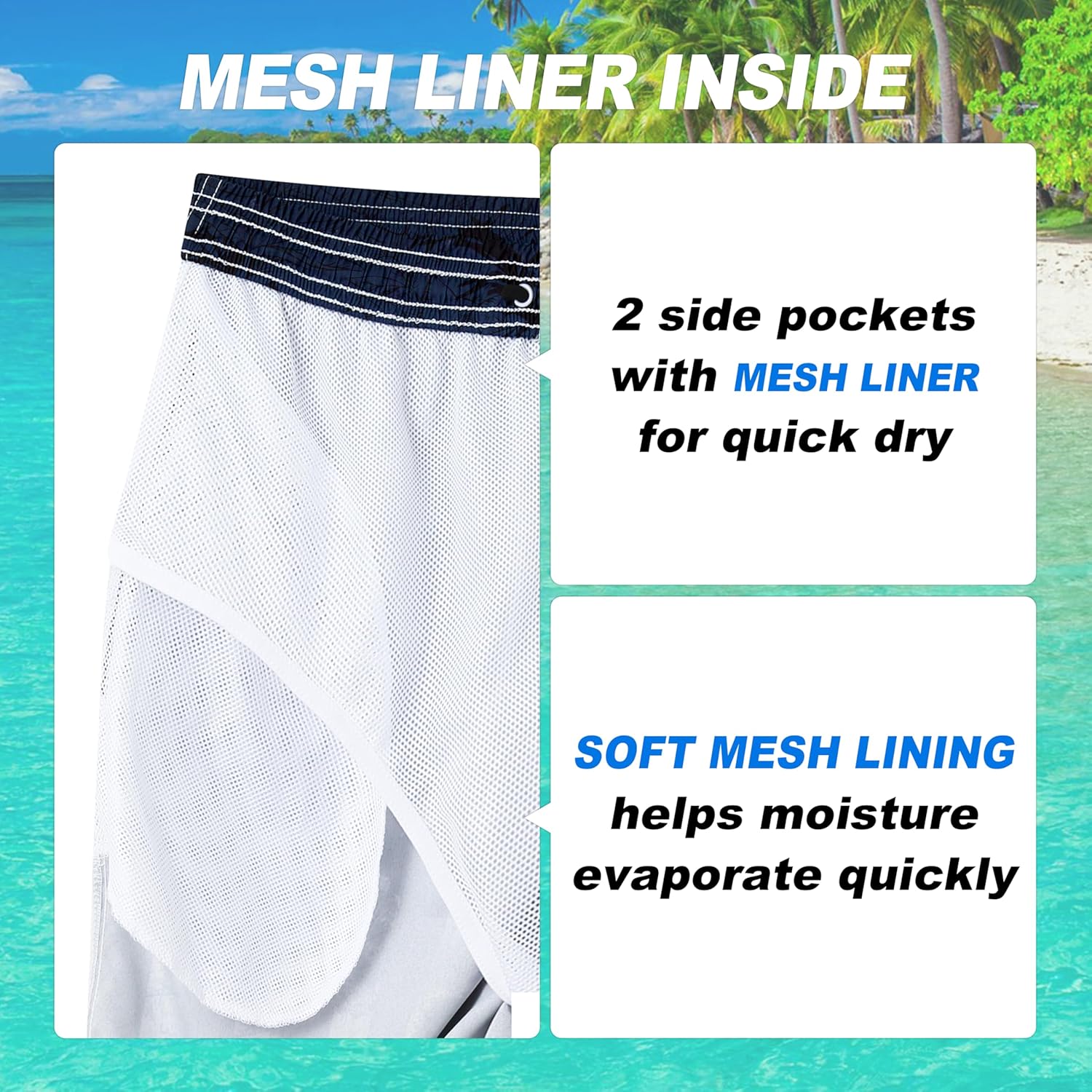 Herren Badehose schnelltrocknend Boardshorts mit Netzfutter Strandshorts Bademode - Bild 156 von 186