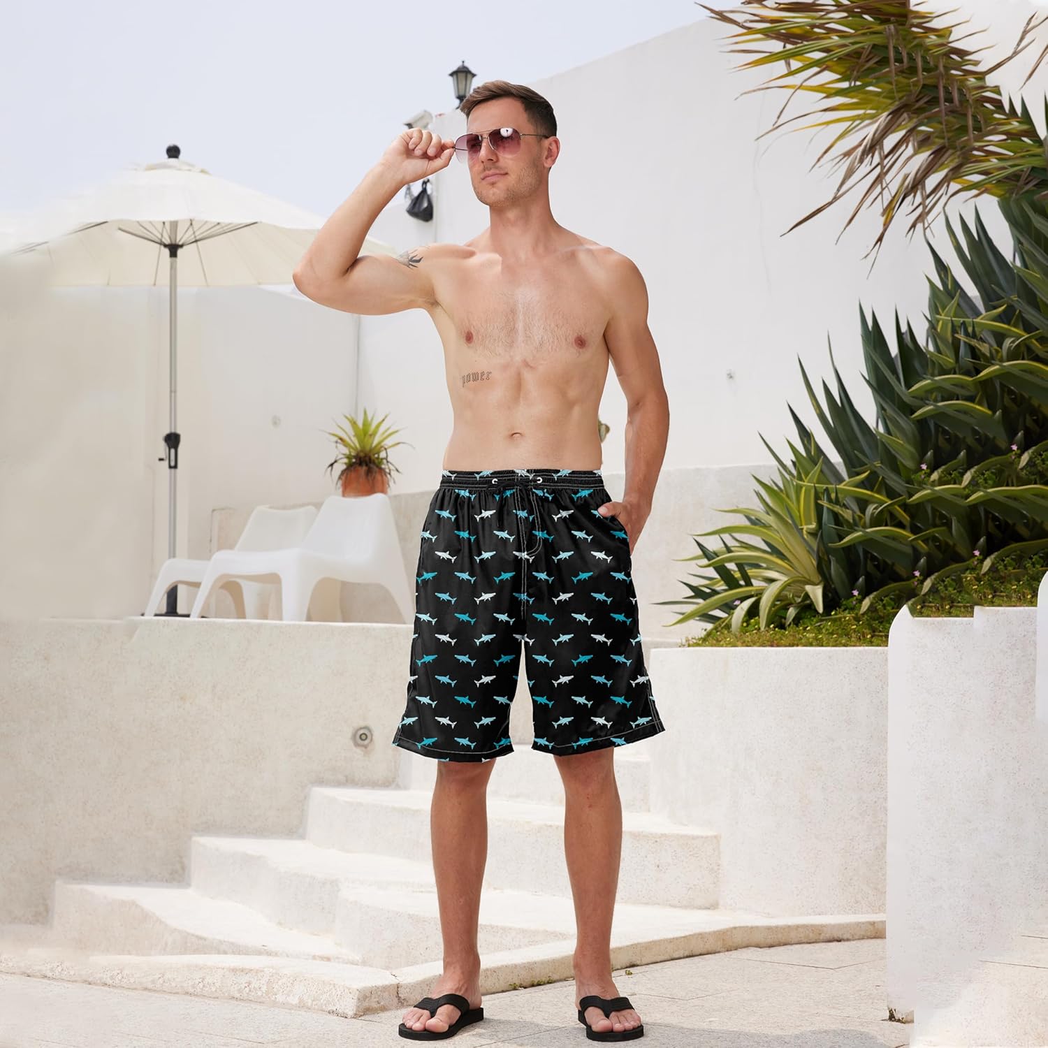 Herren Badehose schnelltrocknend Boardshorts mit Netzfutter Strandshorts Bademode - Bild 161 von 186