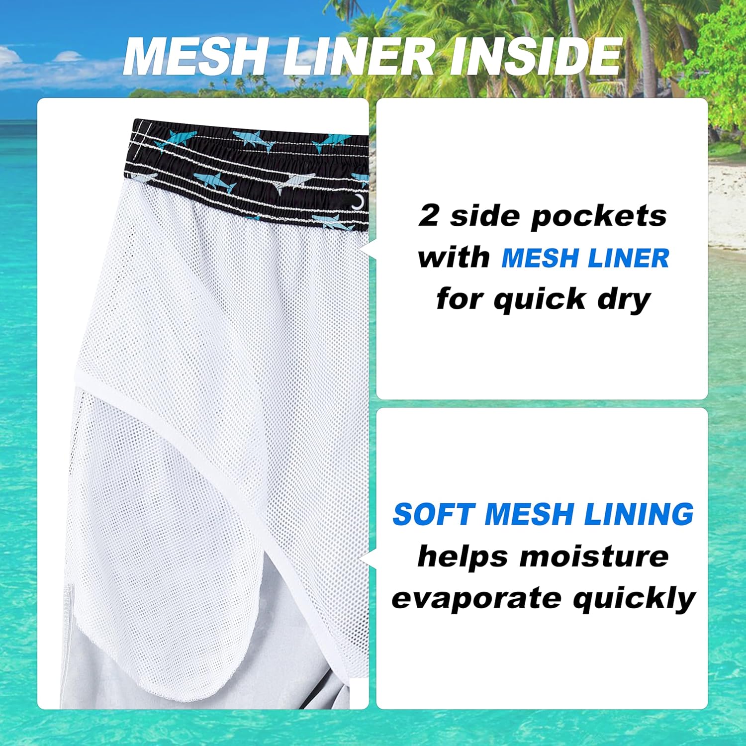 Herren Badehose schnelltrocknend Boardshorts mit Netzfutter Strandshorts Bademode - Bild 162 von 186
