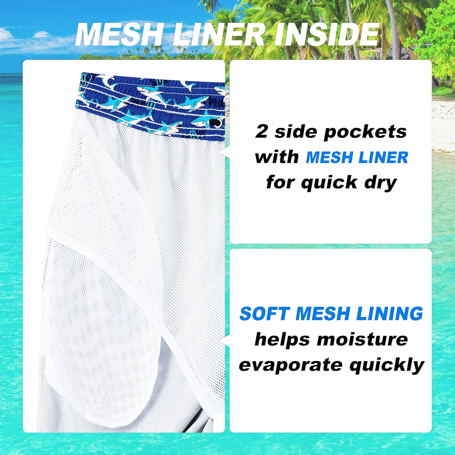 Herren Badehose schnelltrocknend Boardshorts mit Netzfutter Strandshorts Bademode - Bild 168 von 186