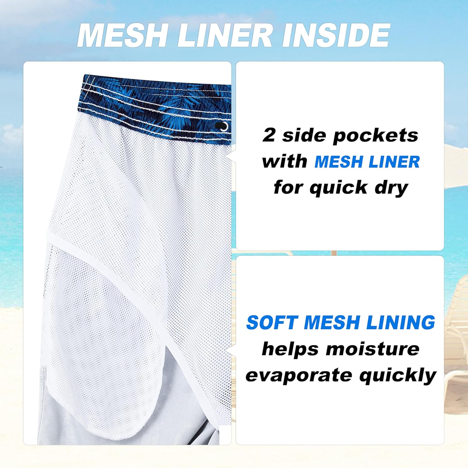 Herren Badehose schnelltrocknend Boardshorts mit Netzfutter Strandshorts Bademode - Bild 174 von 186