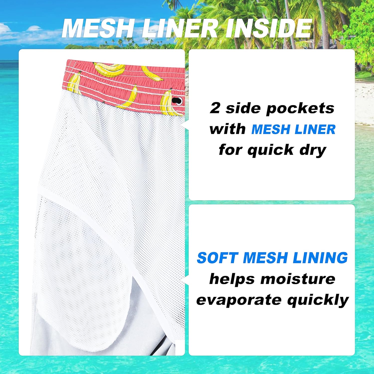 Herren Badehose schnelltrocknend Boardshorts mit Netzfutter Strandshorts Bademode - Bild 185 von 186