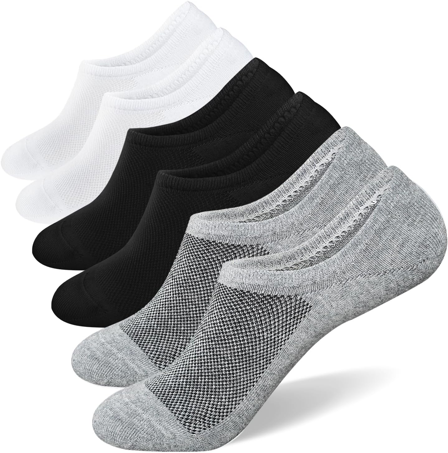 No Show Socks for Men 6/8 pack Cotton Thin Low Cut Non Slip for Sneakers - Picture 19 of 59