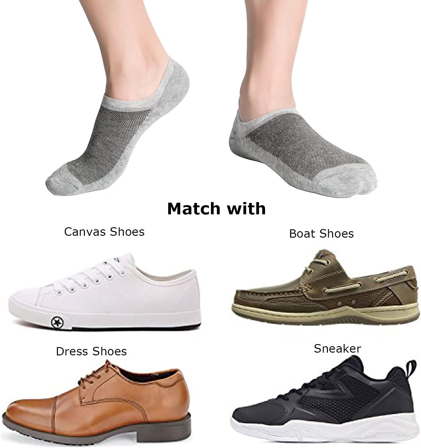 No Show Socks for Men 6/8 pack Cotton Thin Low Cut Non Slip for Sneakers - Picture 22 of 59