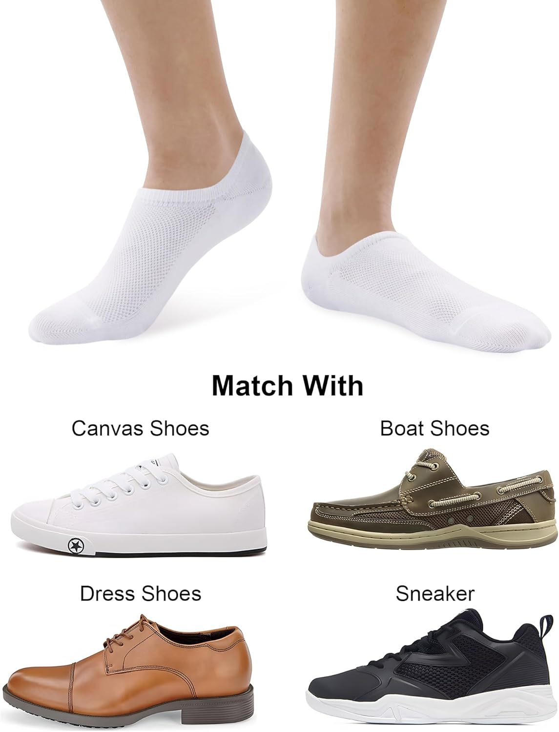 No Show Socks for Men 6/8 pack Cotton Thin Low Cut Non Slip for Sneakers - Picture 26 of 59