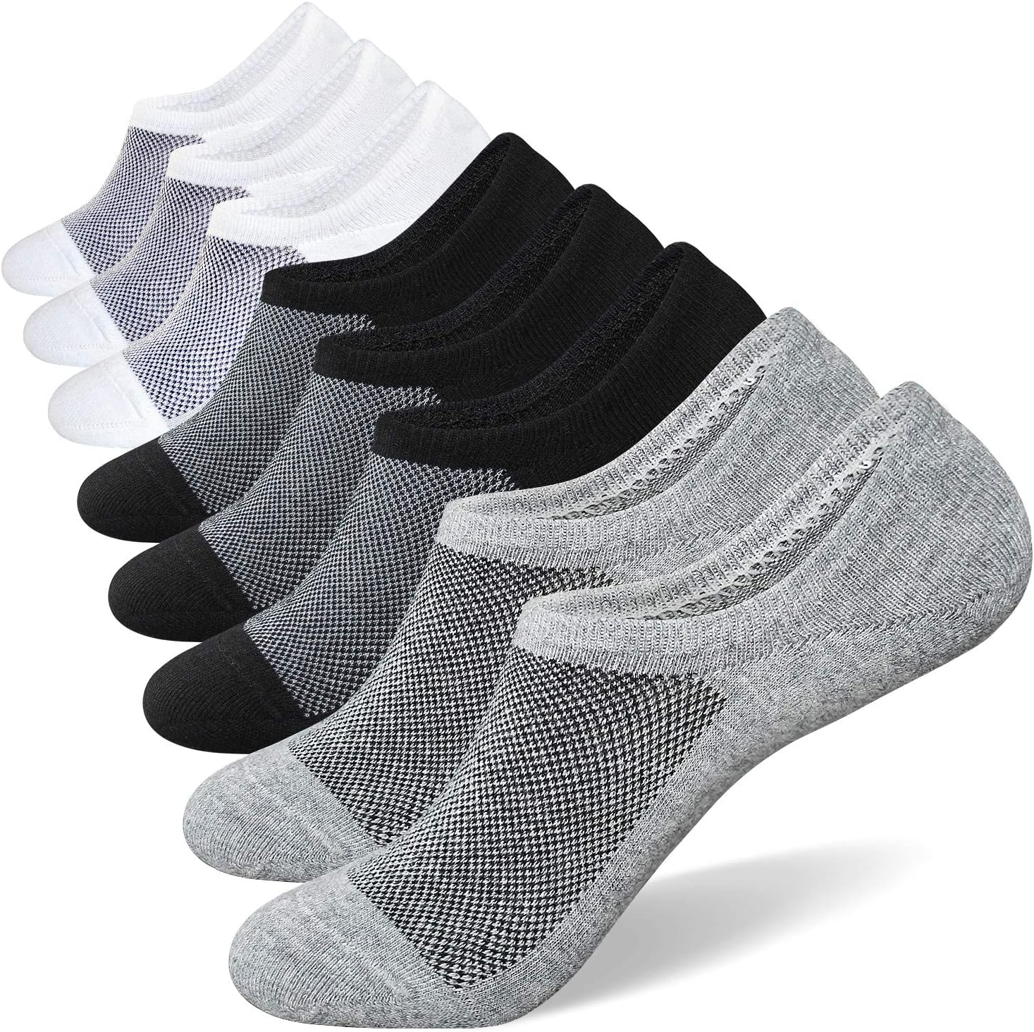 No Show Socks for Men 6/8 pack Cotton Thin Low Cut Non Slip for Sneakers - Picture 32 of 59