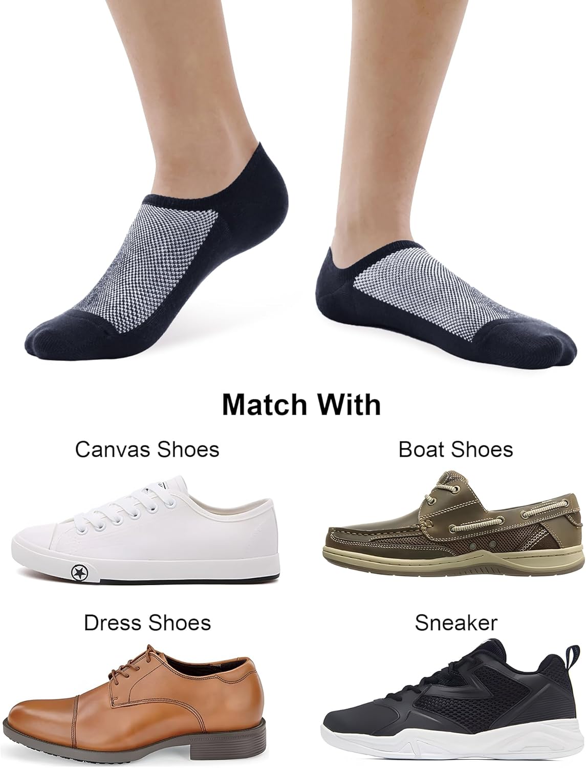 No Show Socks for Men 6/8 pack Cotton Thin Low Cut Non Slip for Sneakers - Picture 45 of 59