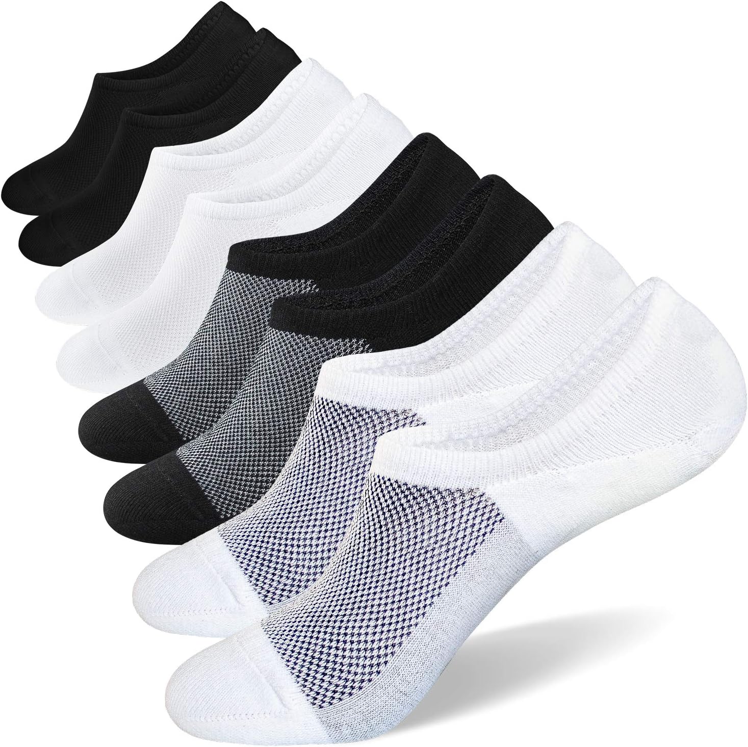 No Show Socks for Men 6/8 pack Cotton Thin Low Cut Non Slip for Sneakers - Picture 50 of 59