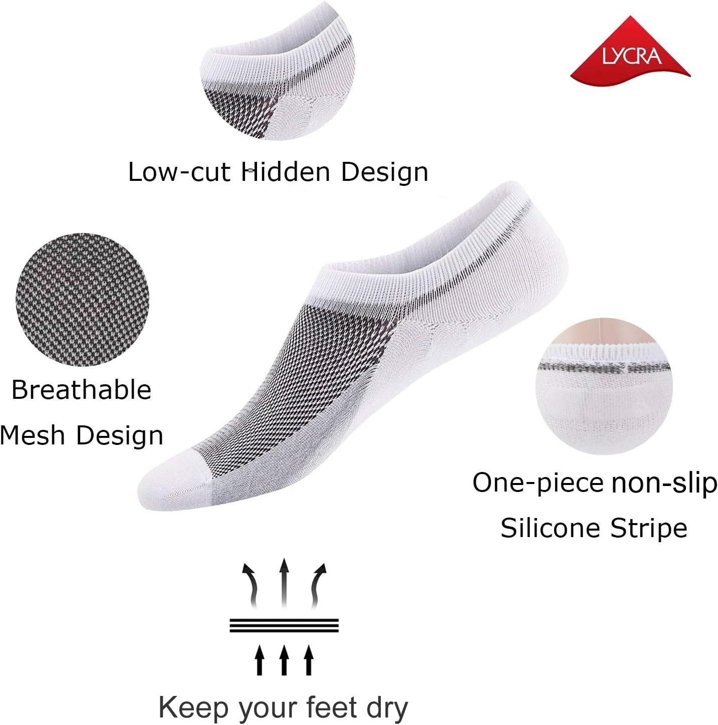 No Show Socks for Men 6/8 pack Cotton Thin Low Cut Non Slip for Sneakers - Picture 51 of 59