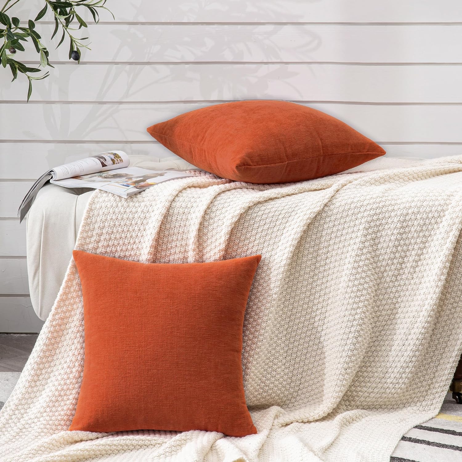 Fundas de almohada decorativas 2 piezas, funda de almohada de chenilla suave para sofá - Imagen 29 de 168