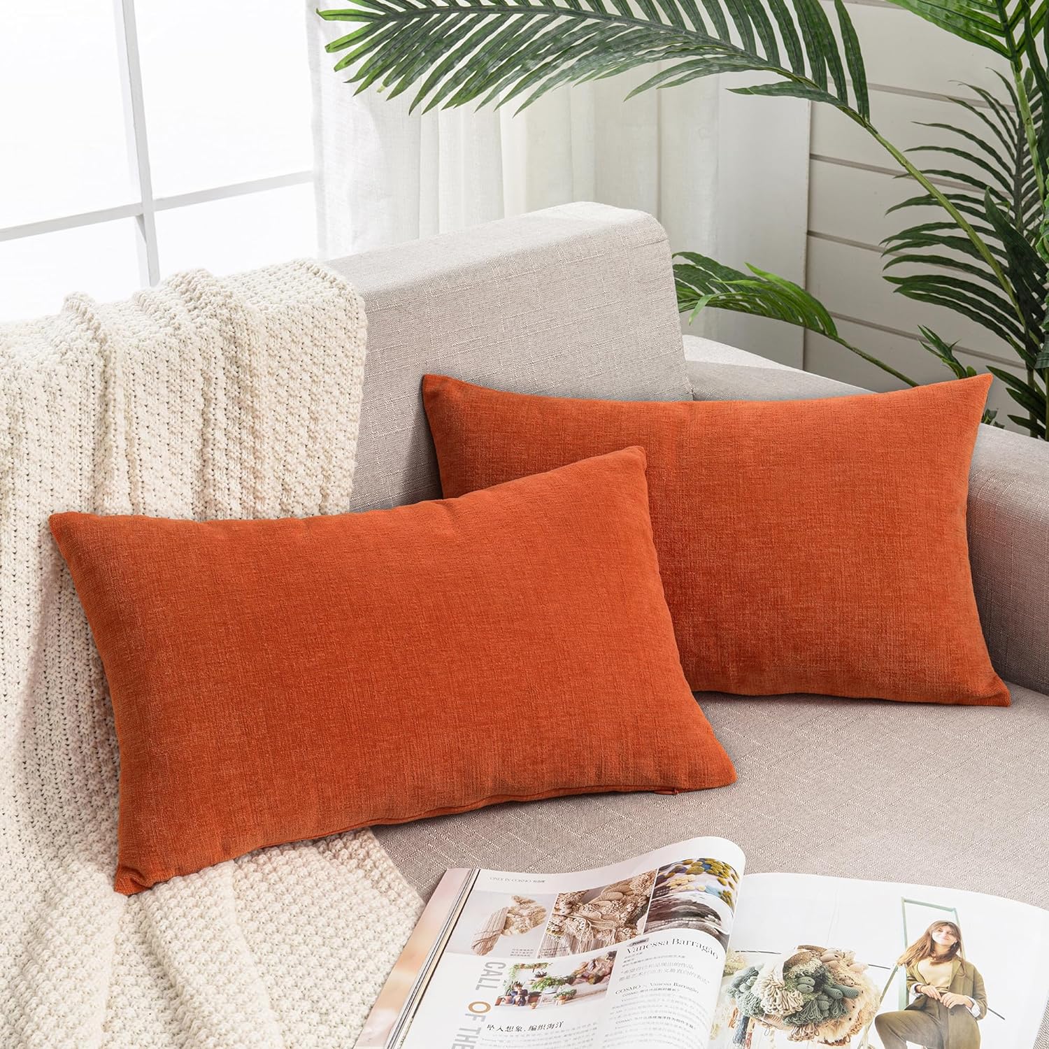 Fundas de almohada decorativas 2 piezas, funda de almohada de chenilla suave para sofá - Imagen 36 de 168