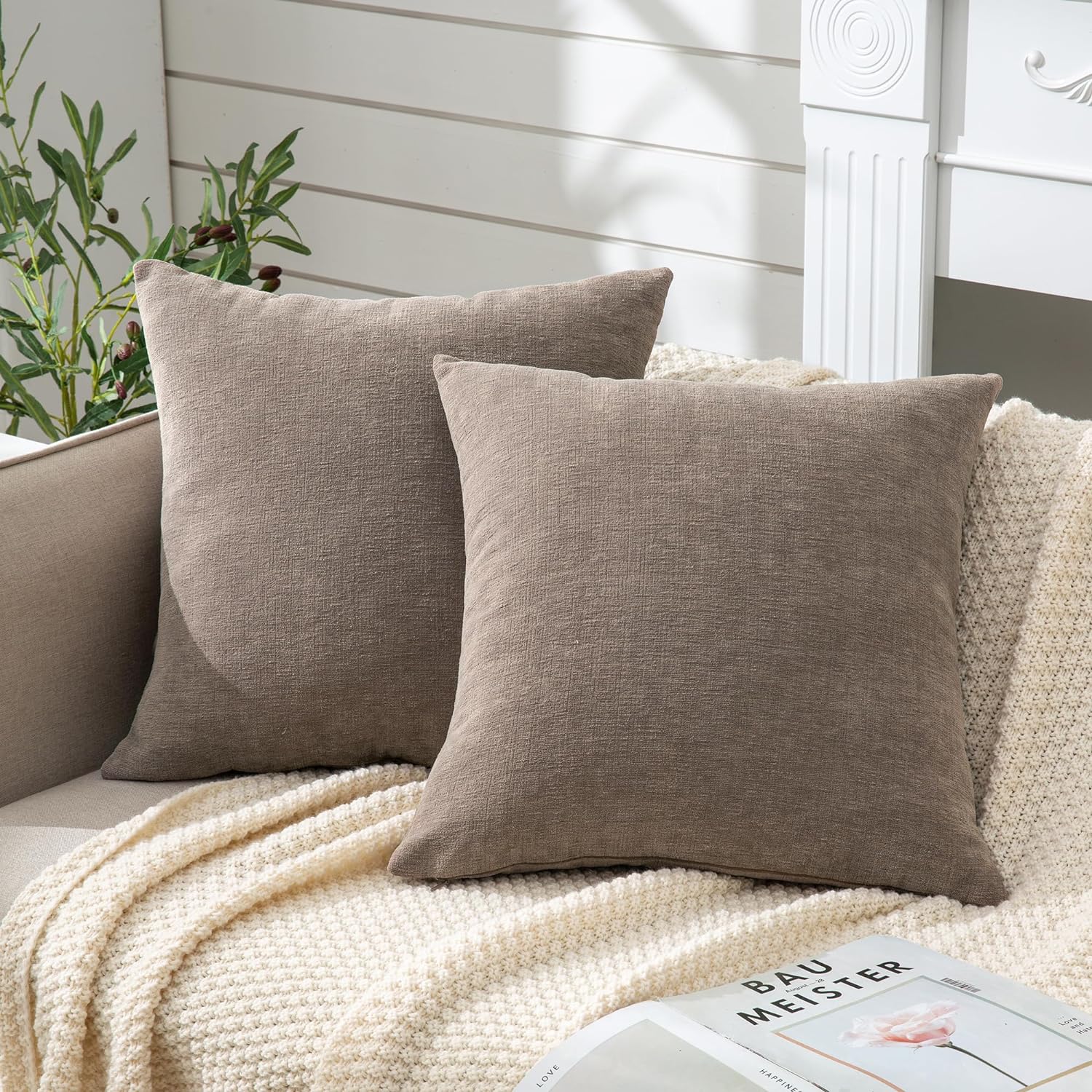 Fundas de almohada decorativas 2 piezas, funda de almohada de chenilla suave para sofá - Imagen 37 de 168