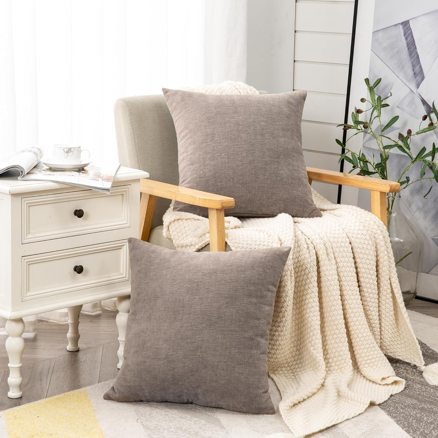 Fundas de almohada decorativas 2 piezas, funda de almohada de chenilla suave para sofá - Imagen 39 de 168