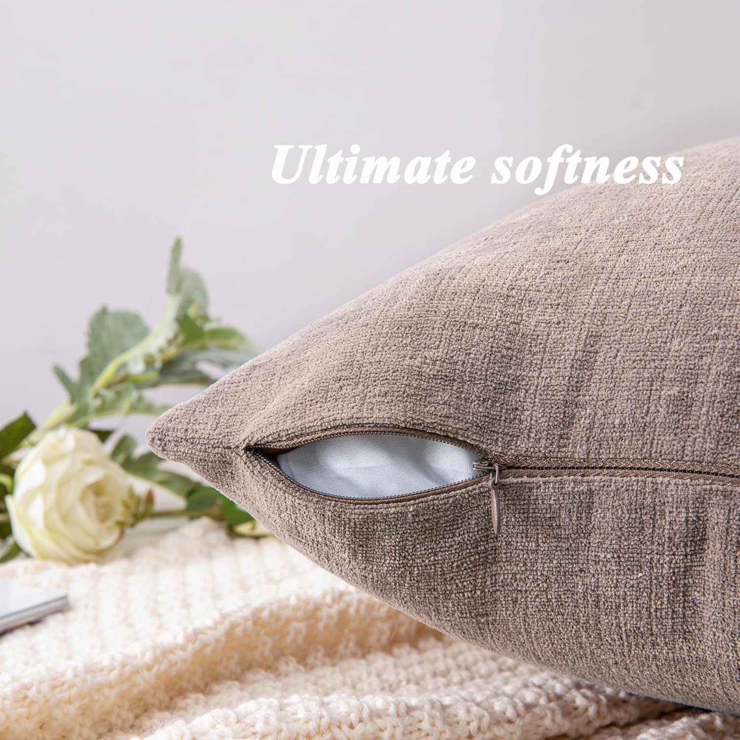 Fundas de almohada decorativas 2 piezas, funda de almohada de chenilla suave para sofá - Imagen 43 de 168