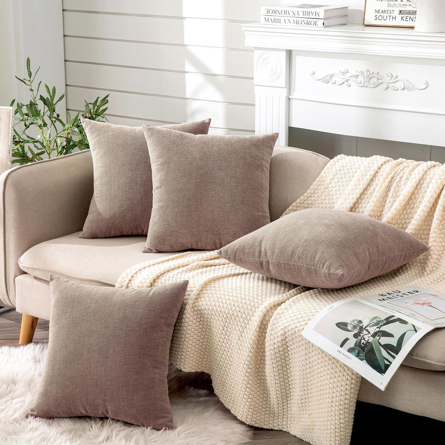 Fundas de almohada decorativas 2 piezas, funda de almohada de chenilla suave para sofá - Imagen 45 de 168