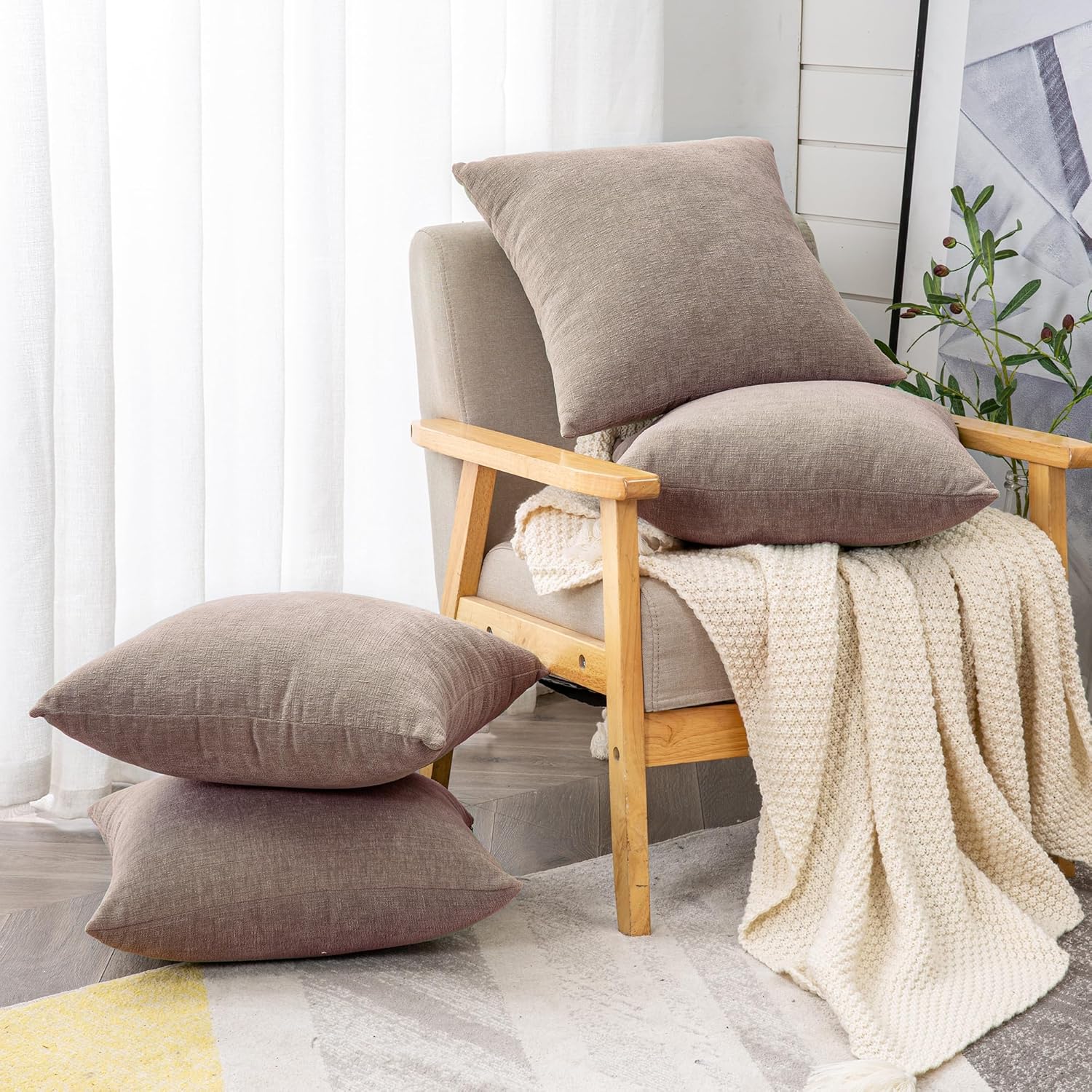 Fundas de almohada decorativas 2 piezas, funda de almohada de chenilla suave para sofá - Imagen 46 de 168