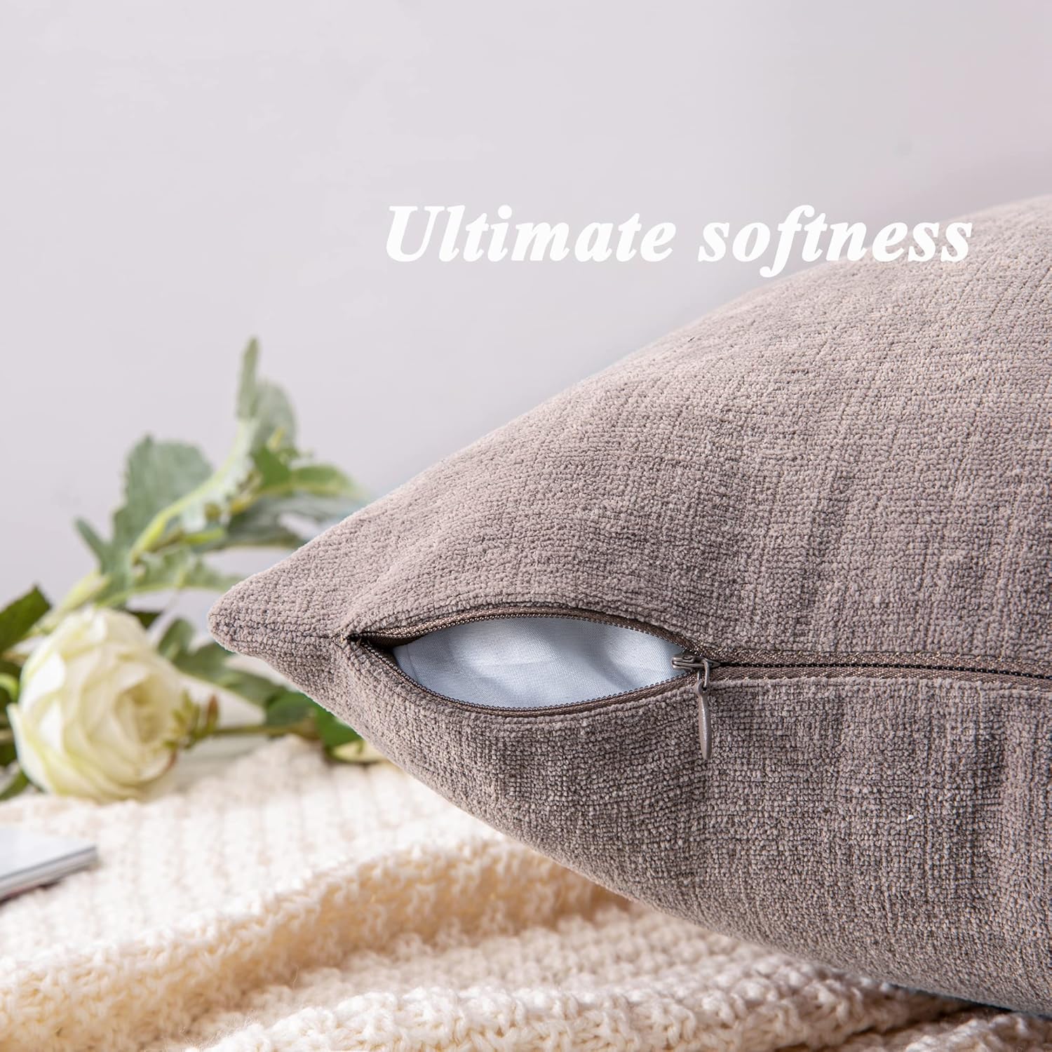 Fundas de almohada decorativas 2 piezas, funda de almohada de chenilla suave para sofá - Imagen 48 de 168
