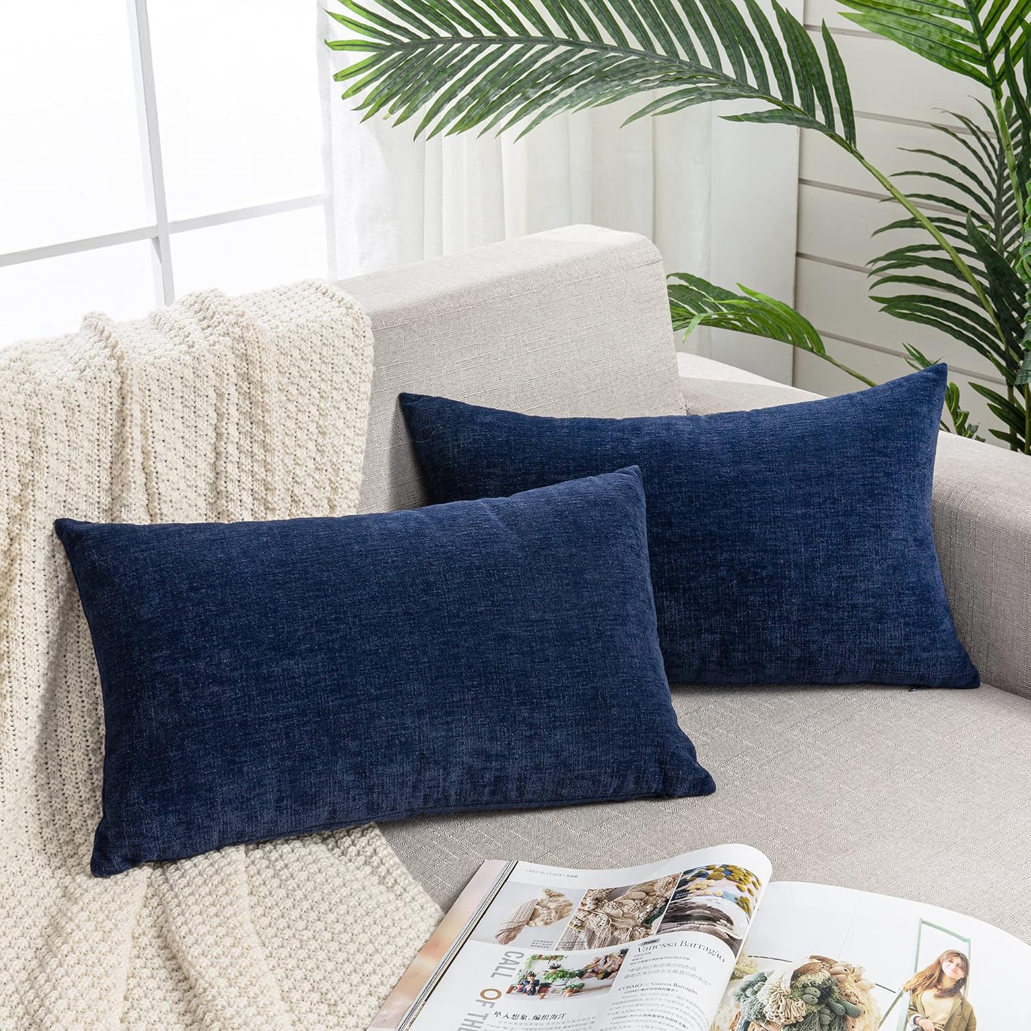 Fundas de almohada decorativas 2 piezas, funda de almohada de chenilla suave para sofá - Imagen 49 de 168